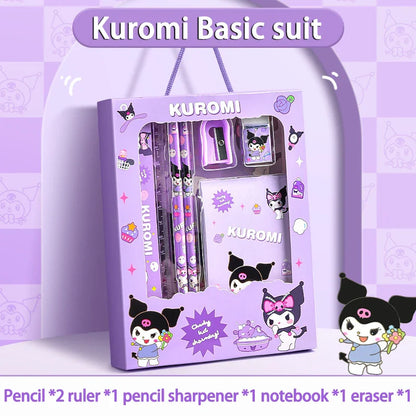 Sanrio Learning Stationery Set – Kuromi, Melody & Cinnamoroll Cartoon Pencil and Eraser Gift Box for Kids