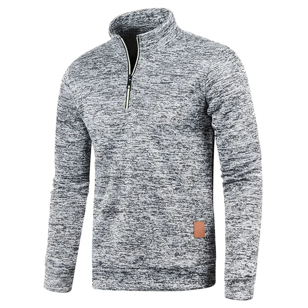 Men's Thicker Half-Zipper Pullover Sweatshirt - Solid Color Turtleneck Hoody for Spring and Autumn Outdoor Wear