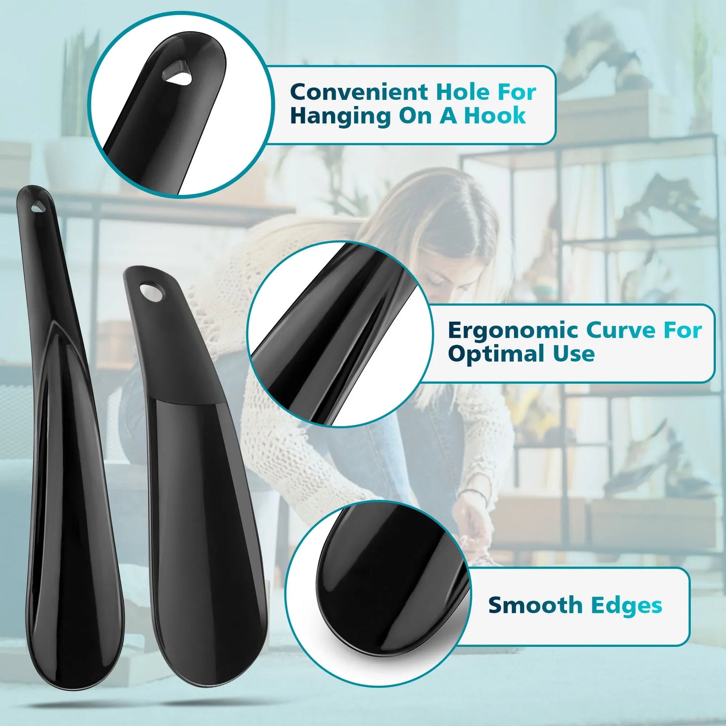 6.29″ & 7.87″ Lightweight Plastic Shoehorn – Travel Shoe Horn Helper for Men, Women & Kids Aid Accessories
