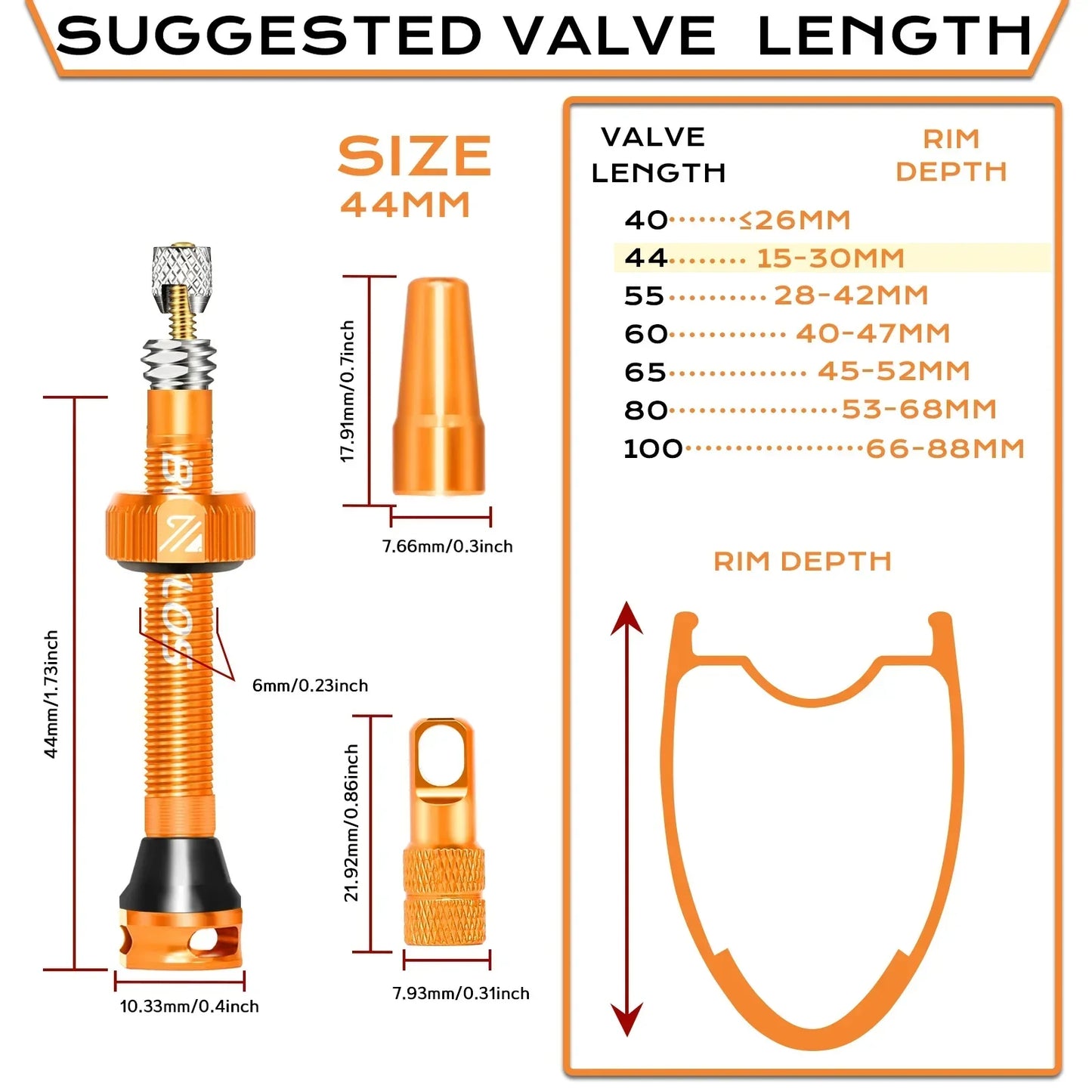 BUCKLOS Presta Tubeless Valve Stem 40/44/55/60mm — High-Quality Bike Tire Nipple for Road & MTB