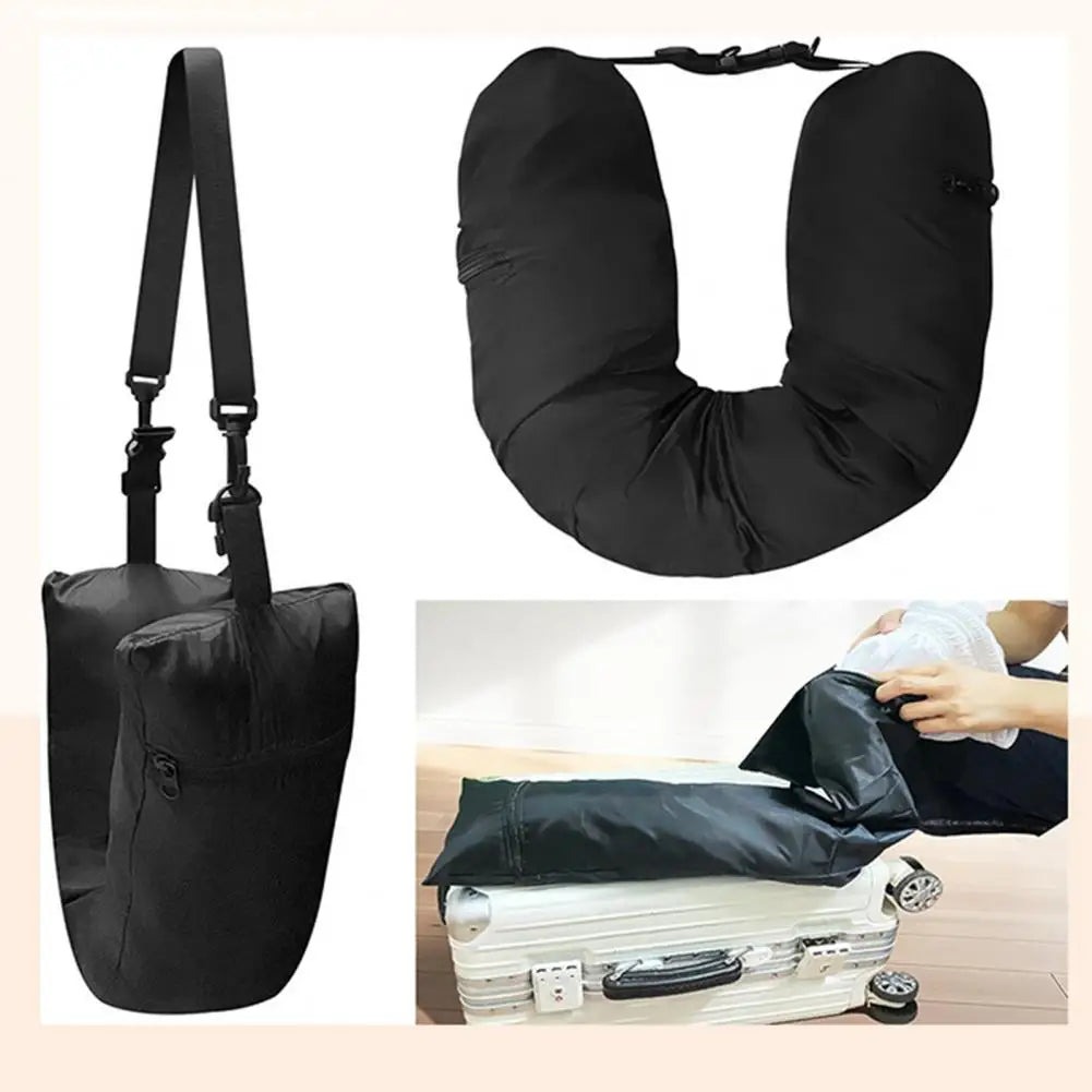 Self-Filling Travel Neck Pillow: Portable Stuffable Neck Pillow with Refillable Support Cushion - Ideal for Car and Travel