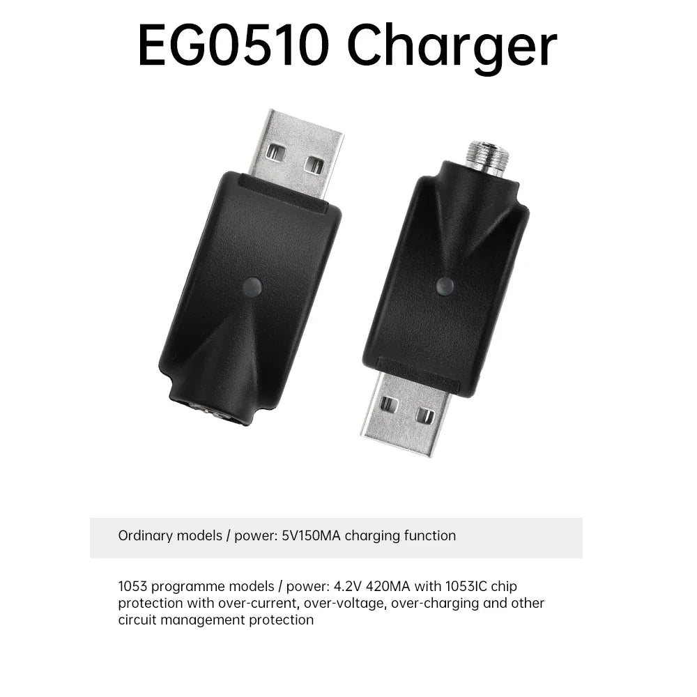510 Smart USB Charger Adapter – Portable LED Indicator with Overcharge Protection for Battery Rod & Power Bank 4.2V/420mAh