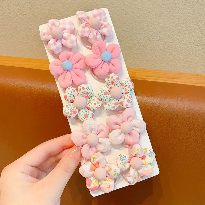 10 Pcs Baby Girl Flower Hair Bands Set – Cute Colorful Soft Scrunchies Ponytail Holders for Kids