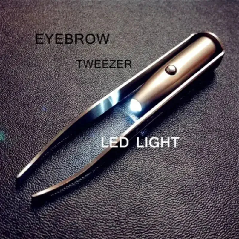 Portable Stainless Steel Eyebrow Tweezer with LED Light — Smart Design Hair Removal Makeup Tool