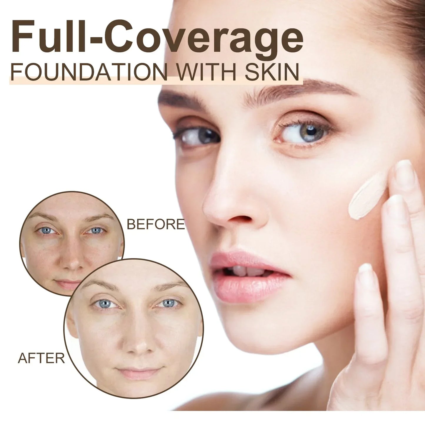 Liquid Concealer Foundation – Full Coverage, Pore-Minimizing, Dark Spot Correcting Waterproof Makeup with Oil Control