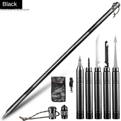 Professional Outdoor Mountaineering Stick – Multi-Function Metal Hiking & Survival Tool for Camping, Travel, and Self-Defense