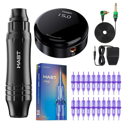 Ultra Mast P10 Tattoo Machine Kit – OLED Screen Pen, RCA, Cartridge Needles & Complete Tattoo Set