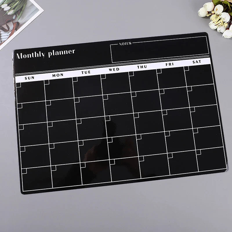 Magnetic Monthly & Weekly Planner — Dry Erase Whiteboard for Fridge, Blackboard, Message Board & Menu Organizer