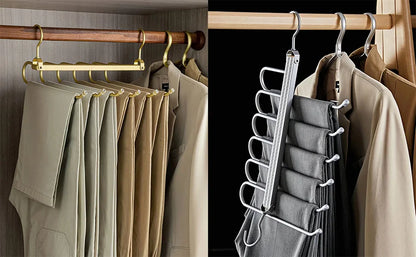 6-Layer Aluminum Pants Hanger – Space-Saving Heavy-Duty Organizer for Jeans, Skirts & Trousers