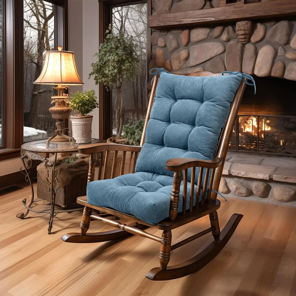 Custom Tufted Rocking Chair Cushion – Non-Slip Corduroy Seat Pad with Ties, Comfortable Indoor Rocking Chair Cushion Set