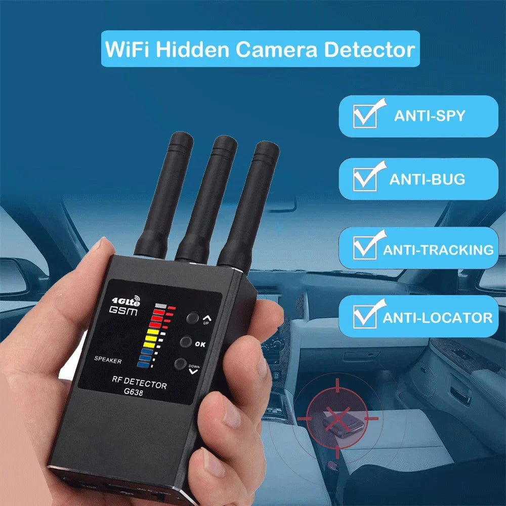 G638 Anti-Spy Wireless RF Signal Detector — GSM, GPS Tracker & Hidden Camera Finder, Professional Military Version