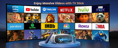 TOPTRO Mini Projector – Full HD 1080P Support, 16000 Lumens, Auto Keystone, WiFi & Bluetooth Portable Home Theater Projector