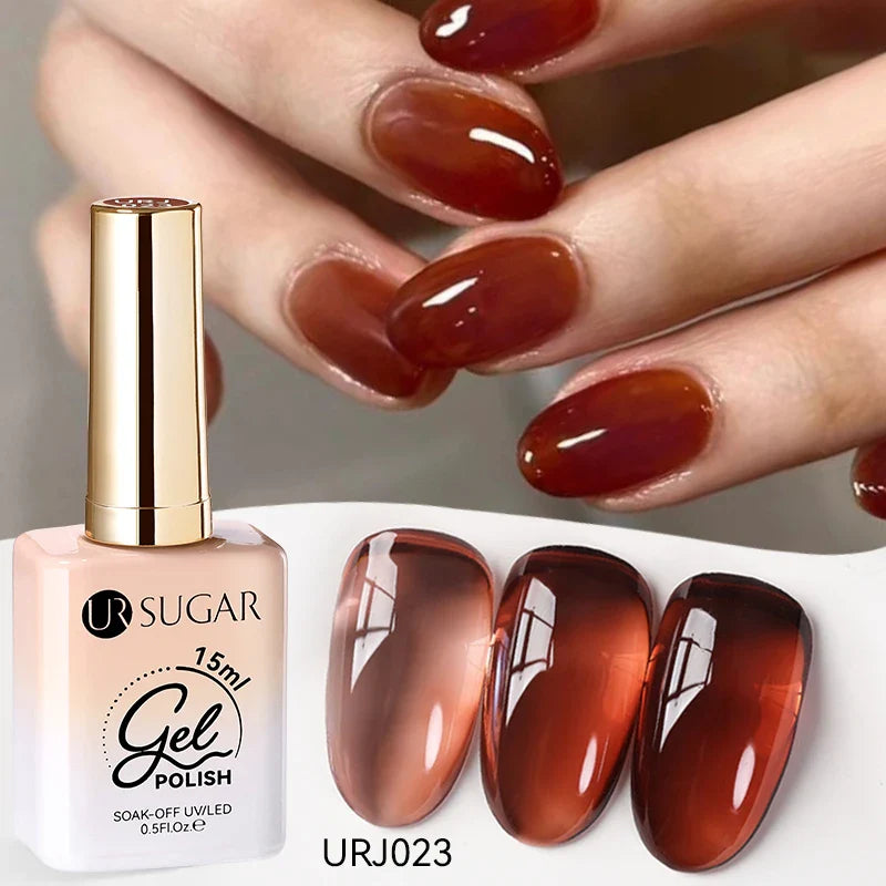 UR SUGAR 15ml Jelly Milky White Gel Polish – Translucent UV Soak Off Nail Art Varnish Semi-Permanent Fashion Nail Color