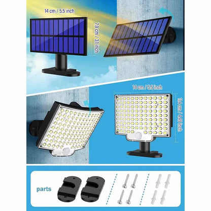 106LED Solar Light with Motion Sensor - Waterproof Outdoor Floodlight with Remote Control | 3 Modes for Patio, Garage, Backyard