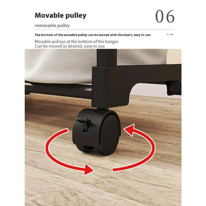 Adjustable Double Rod Telescopic Coat Rack | Floor-Standing Movable Clothes Hanger for Bedroom