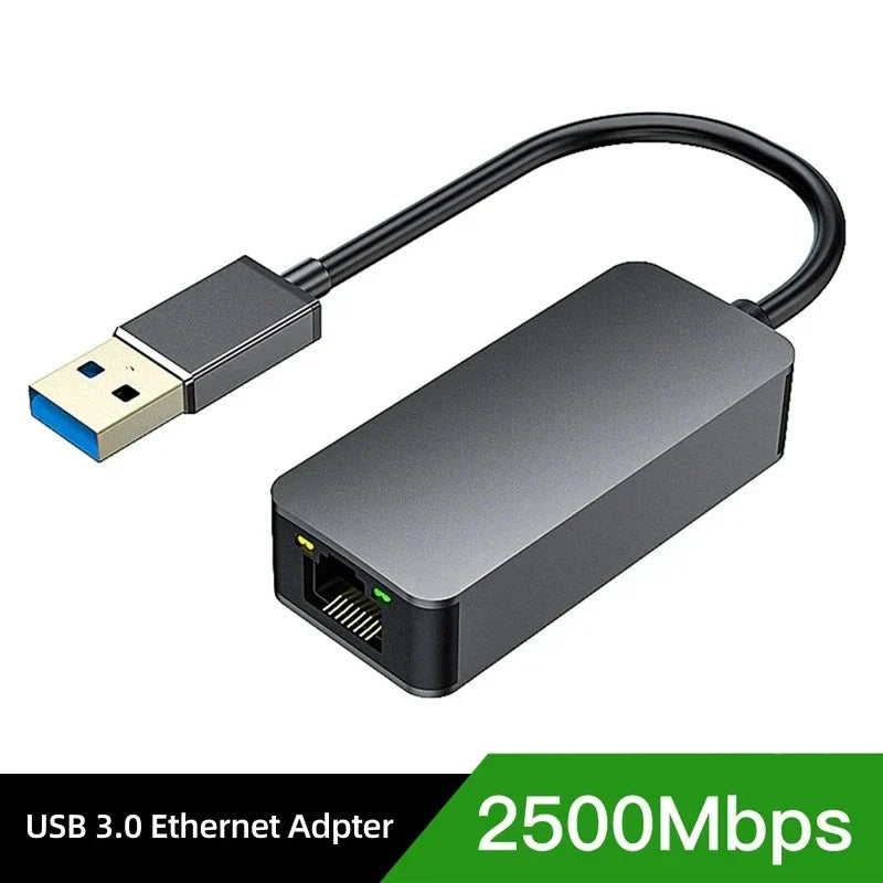 2500Mbps USB 3.0 Wired Ethernet Adapter – USB Type-C to RJ45 LAN Network Card for PC, MacBook, Windows Laptop