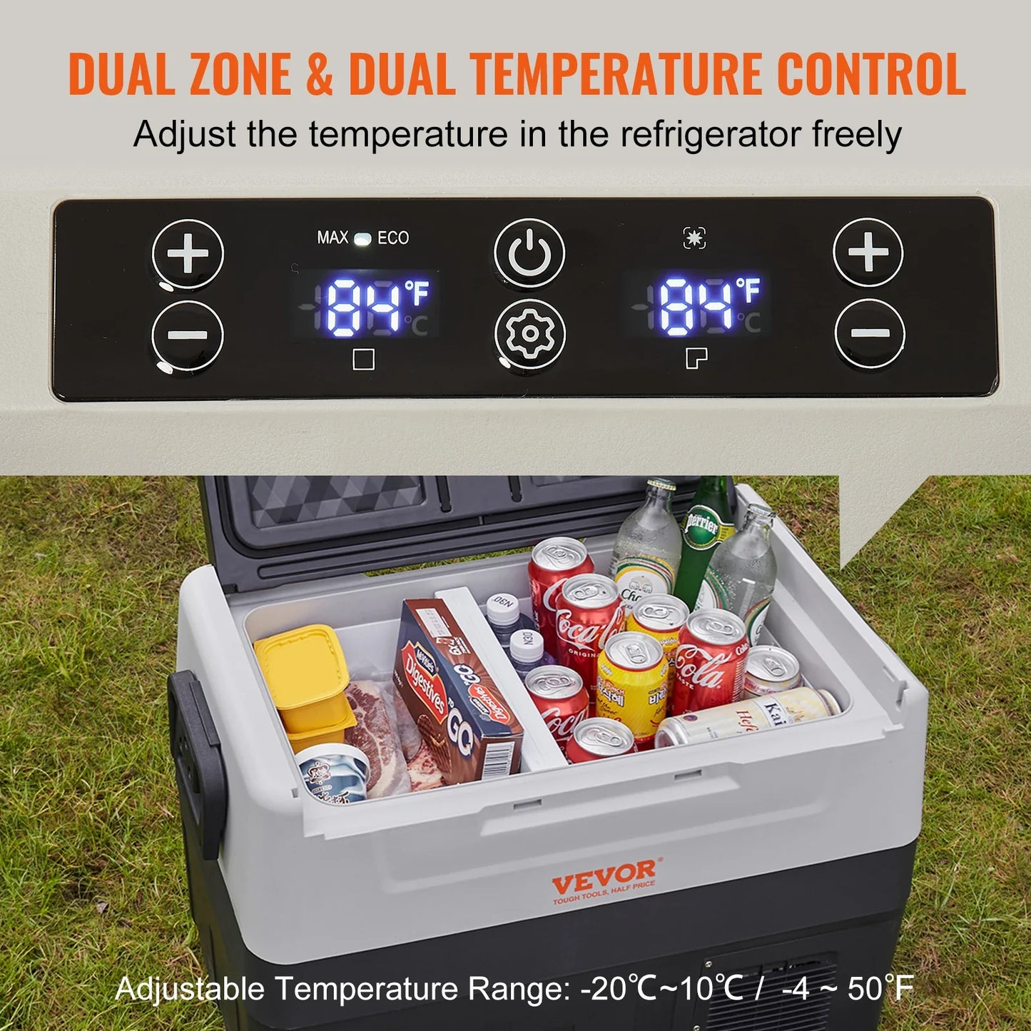VEVOR Portable Car Refrigerator — 35L/45L/55L Foldable Handle Compressor Freezer with Wheels for Camping, Picnics & Travel