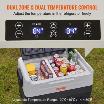 VEVOR Portable Car Refrigerator — 35L/45L/55L Foldable Handle Compressor Freezer with Wheels for Camping, Picnics & Travel