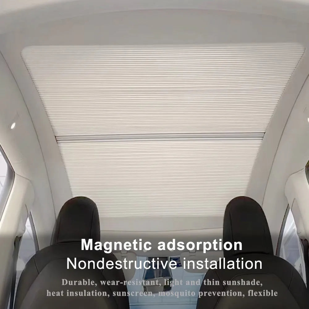 Magnetic Sunshade for Tesla Model Y 2022–2024 – Front & Rear Glass Roof Skylight Sunroof Accessory