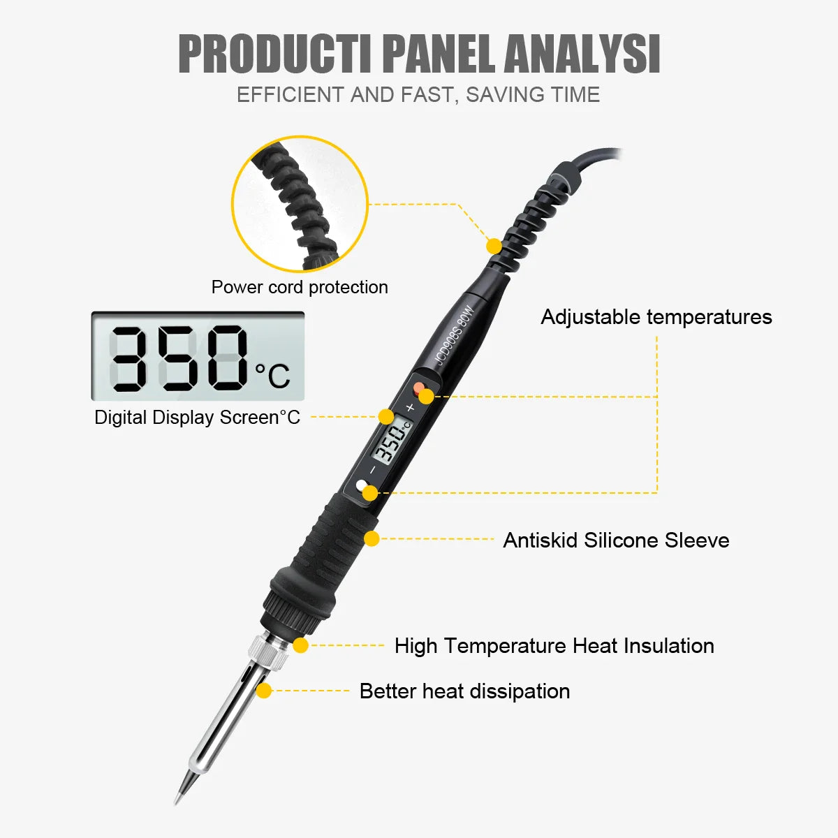 JCD 60W/80W Electric Soldering Iron – Adjustable Temperature with Digital Display for Welding & Repair