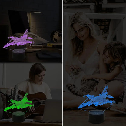 3D Visual Airplane Night Light – Aircraft LED Desk Lamp with 16 Color Change, Smart Touch Remote Control, and Bedside Table Light
