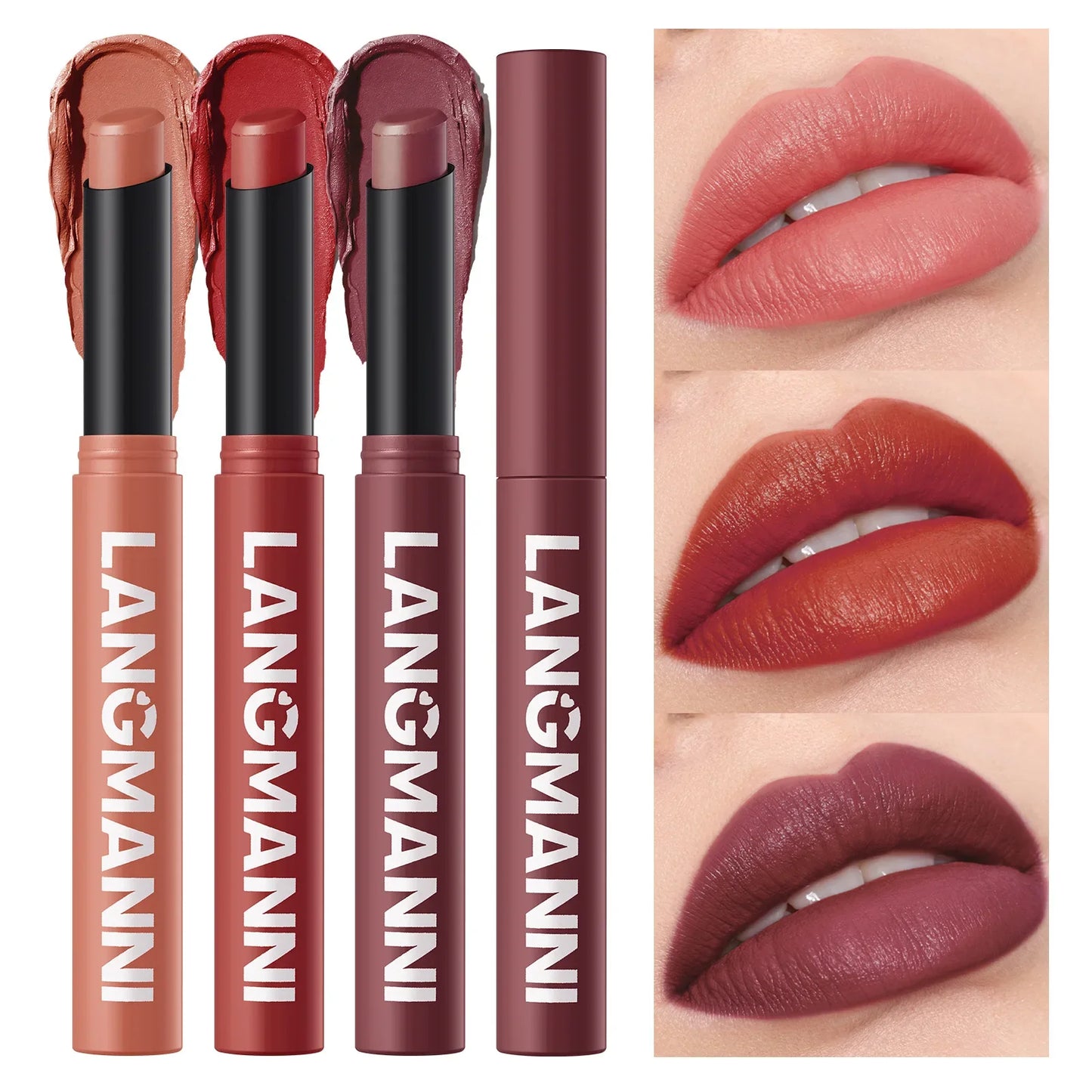 12-Color Matte Lipstick Pencil – Waterproof, Long-Lasting Non-Stick Lip Stain Tint Nude Makeup Pen