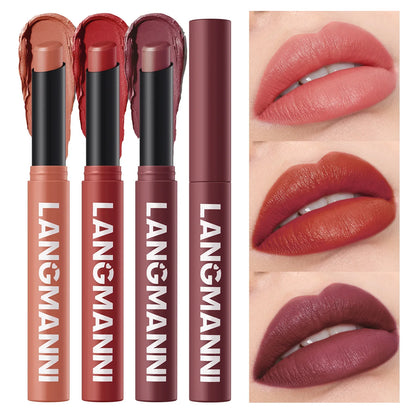 12-Color Matte Lipstick Pencil – Waterproof, Long-Lasting Non-Stick Lip Stain Tint Nude Makeup Pen