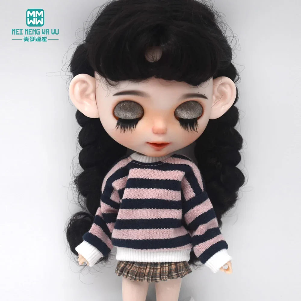 Blythe Doll Accessories Set – Fashion Sweatshirt, Shoe Covers & Sneakers for Blythe & Azone Dolls, Christmas Gift