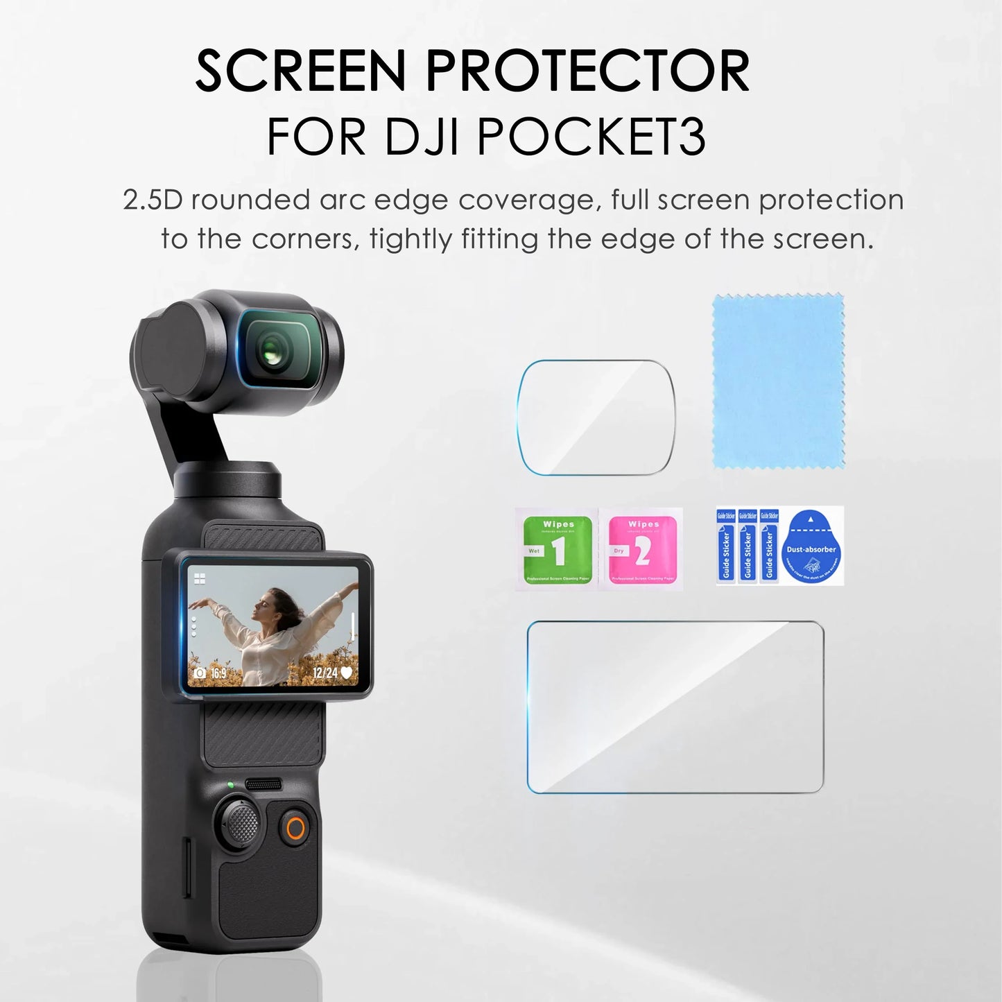 9H HD Tempered Glass Screen Protector for DJI OSMO Pocket 3 – Gimbal Camera Lens Protection Accessory