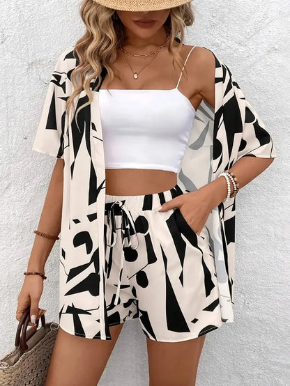 2025 Women’s Casual Printed Short Pants Set – Loose Summer Two-Piece Outfit for Women
