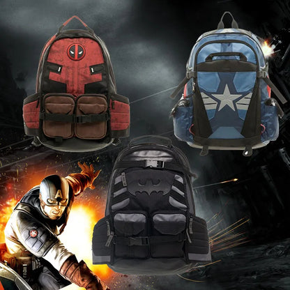 Marvel Avengers Deadpool & Captain America Backpack – Anime Cartoon High-Capacity Travel and Outdoor Leisure Bag