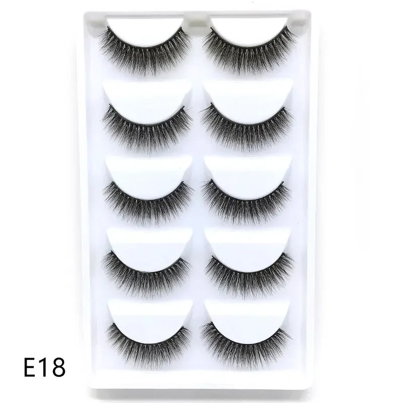 5 Pairs 3D Real Mink False Eyelashes – Soft Natural Look Eyelash Extensions for Makeup & Daily Wear