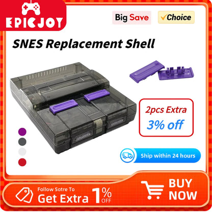 SNES Transparent Replacement Shell Case — Super NES Console Accessory