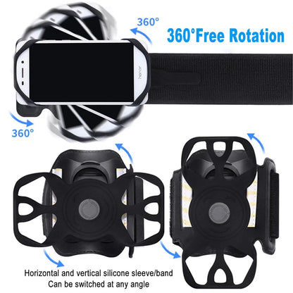 Running Armband Wristband – 360° Rotatable Phone Holder with Card Pockets for Android & iOS, 4.5"-7", Cycling & Running