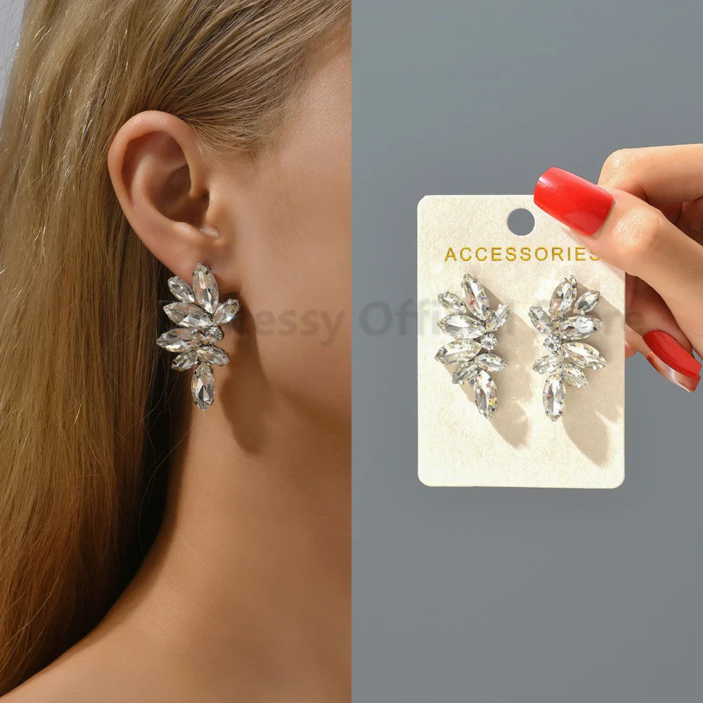 2025 Luxury Green Rhinestone Earrings – Vintage Geometric Wing Statement Jewelry for Women
