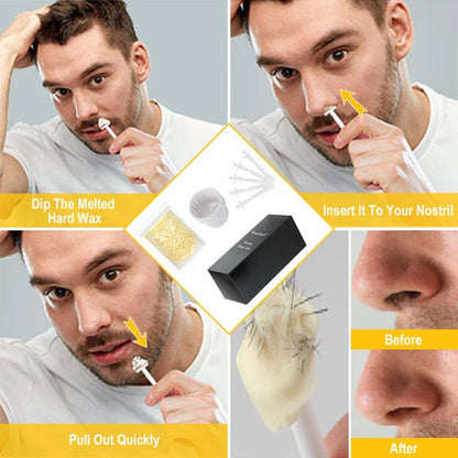 Portable Nose Hair Removal Wax Set - Painless Paper-Free Wax Beans Kit for Men & Women