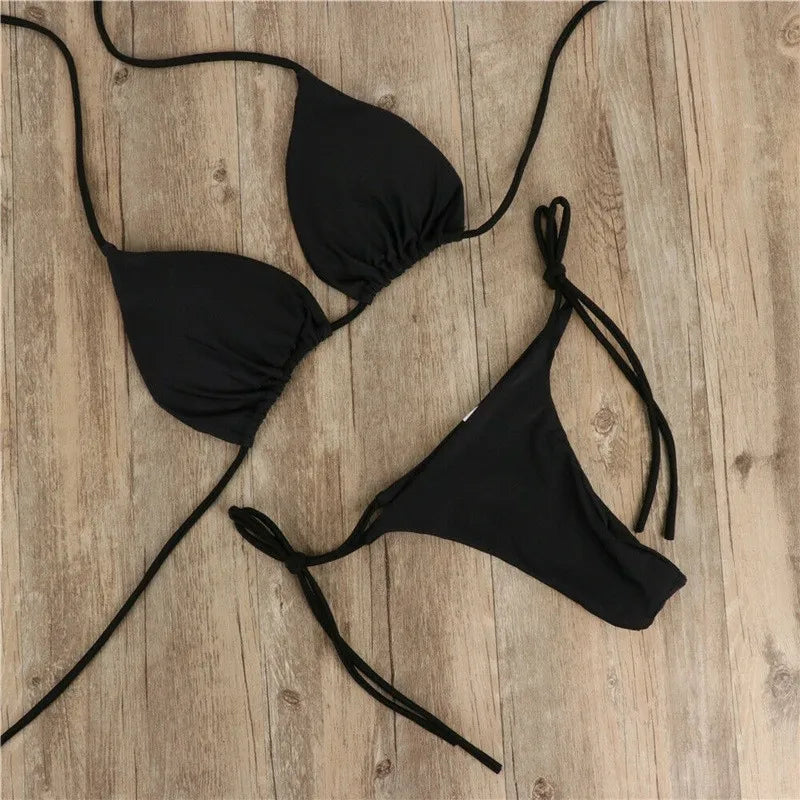Women’s Sexy Push Up Bikini Set – Padded Bra Thong Two Piece Swimsuit Beachwear Bathing Suit Summer Swimwear