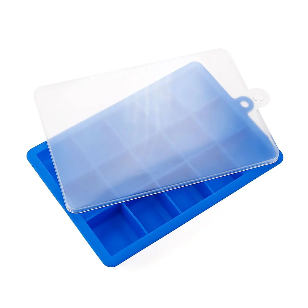 Silicone Ice Cube Mold – 15/24 Grid Square Trays with Lids for Ice Cream, Cold Drinks, Whiskey & Cocktails