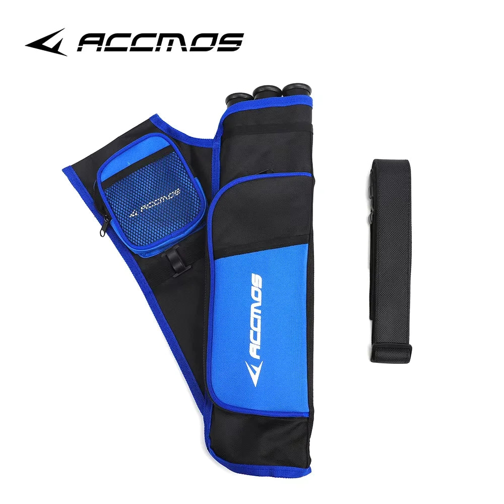 ACCMOS 3-Tube Arrow Quiver Pouch with Adjustable Belt — Recurve & Compound Bow Quiver for Hunting & Target Shooting