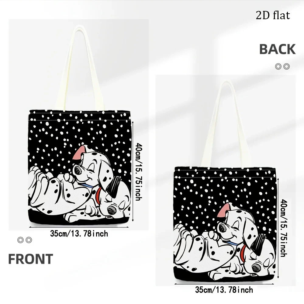 101 Dalmatians Polka Dot Tote Bag – Reusable Canvas Shopping Bag for Daily Use, Travel, School & Eco-Friendly Carry-All Handbag