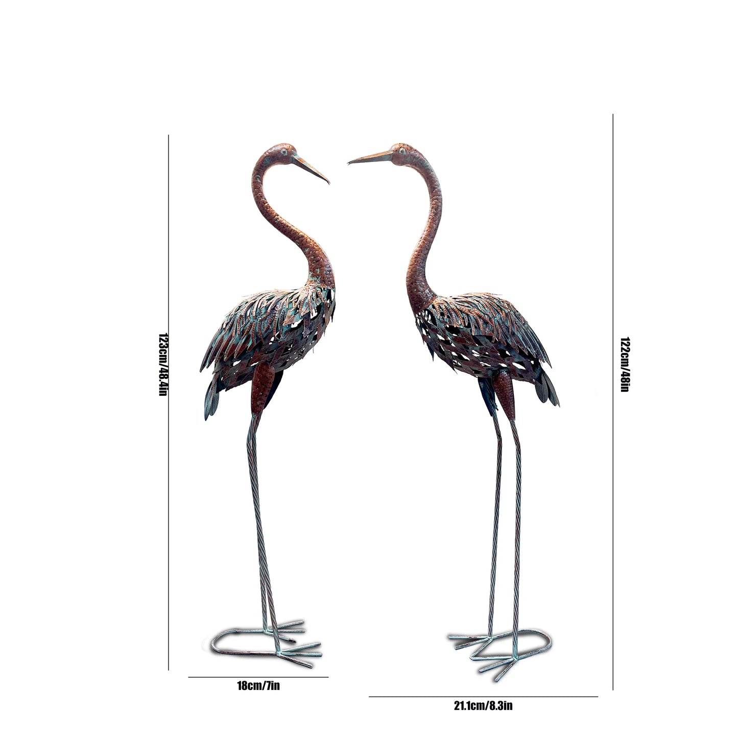 Metal Heron Garden Statue - Tall Crane Bird Sculpture for Patio, Lawn & Outdoor Decor