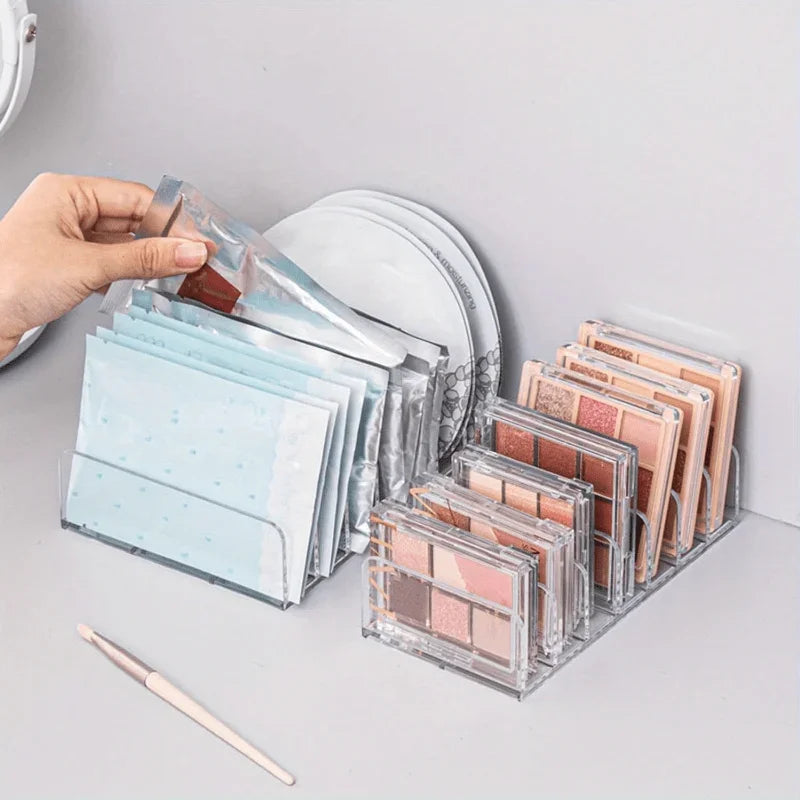7-Slot Transparent Plastic Cosmetic Organizer – Multi-Functional Makeup Holder for Home, Office, and Bathroom