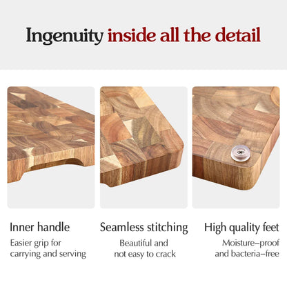 HEZHEN Premium Acacia Wood Double-Sided Cutting Board - Drain Water and Damp-Proof Kitchen Chopping Board