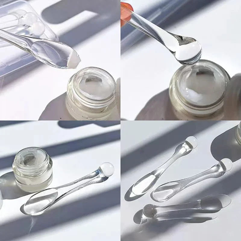 5PCS Transparent Eye Cream Applicator & Massage Roller – Plastic Facial Mask & Skin Care Spatulas