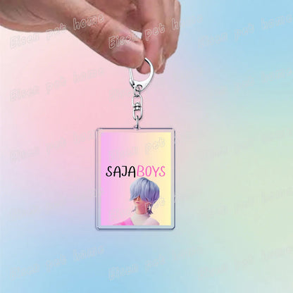 Kpop Demon Hunters Huntrix Saja Boys Keychain Bag Charm Rumi Zoey Jinu Ramen Keyring Fans Gift