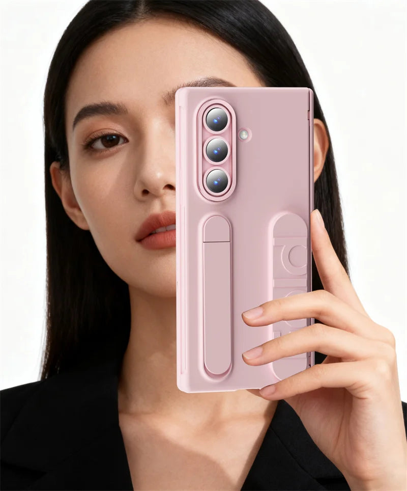 Vertical Wristband Card Slot Kickstand Case for Samsung Galaxy Z Fold 4-7 – Invisible Wrist Stand Protective Cover