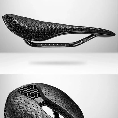 RYET Ultra Full Carbon 3D Printed Bike Saddle — 145mm Lightweight MTB Seat with High Modulus Carbon Fiber Base