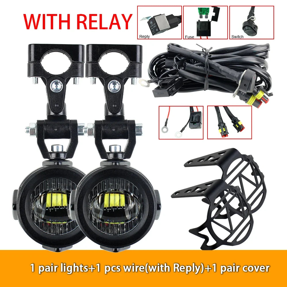 40W Motorcycle Auxiliary Fog Lights - Upgrade 6000K Bright LED Driving Lamps for BMW R1200GS F800GS F700GS F650 K1600
