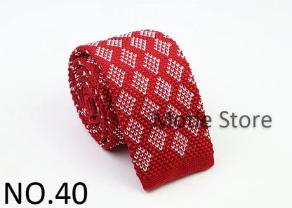 Classic Knit Neck Tie for Men — 6cm Plaid & Dots Casual Business Wedding Tie