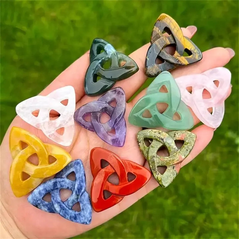 Natural Stone Irish Knot Ornament - 1-Inch Healing Carved Tumble Stone Decoration